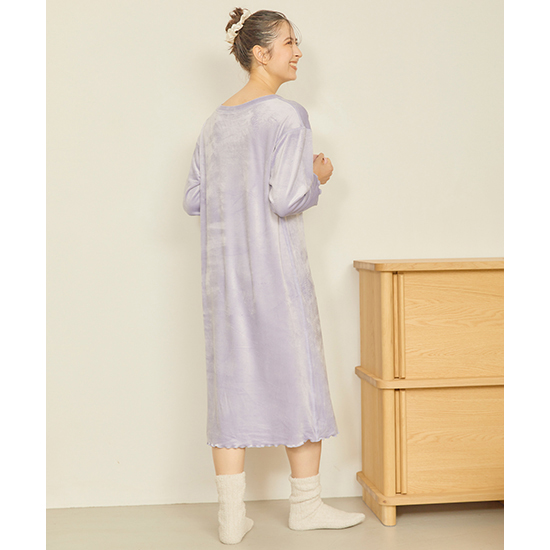 MUSEE COLLECTION]ストレッチなめらかベロアルームウェアワンピース 
